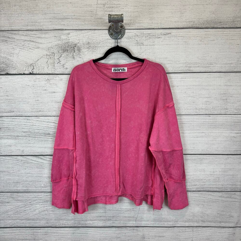 EUC One Eleven North Women's Pink Washed Seamed Sweatshirt Size XL